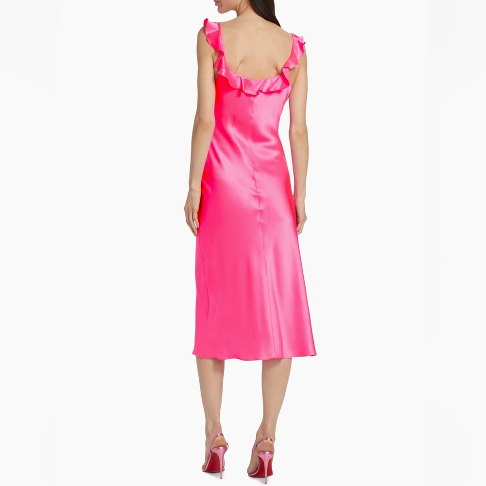NWT Amanda Uprichard bright pink mini silk slip dress - small - Picture 6 of 9
